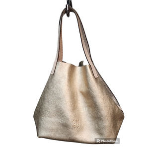 Carolina Herrera Silver & Gold Leather Tote Crossbody